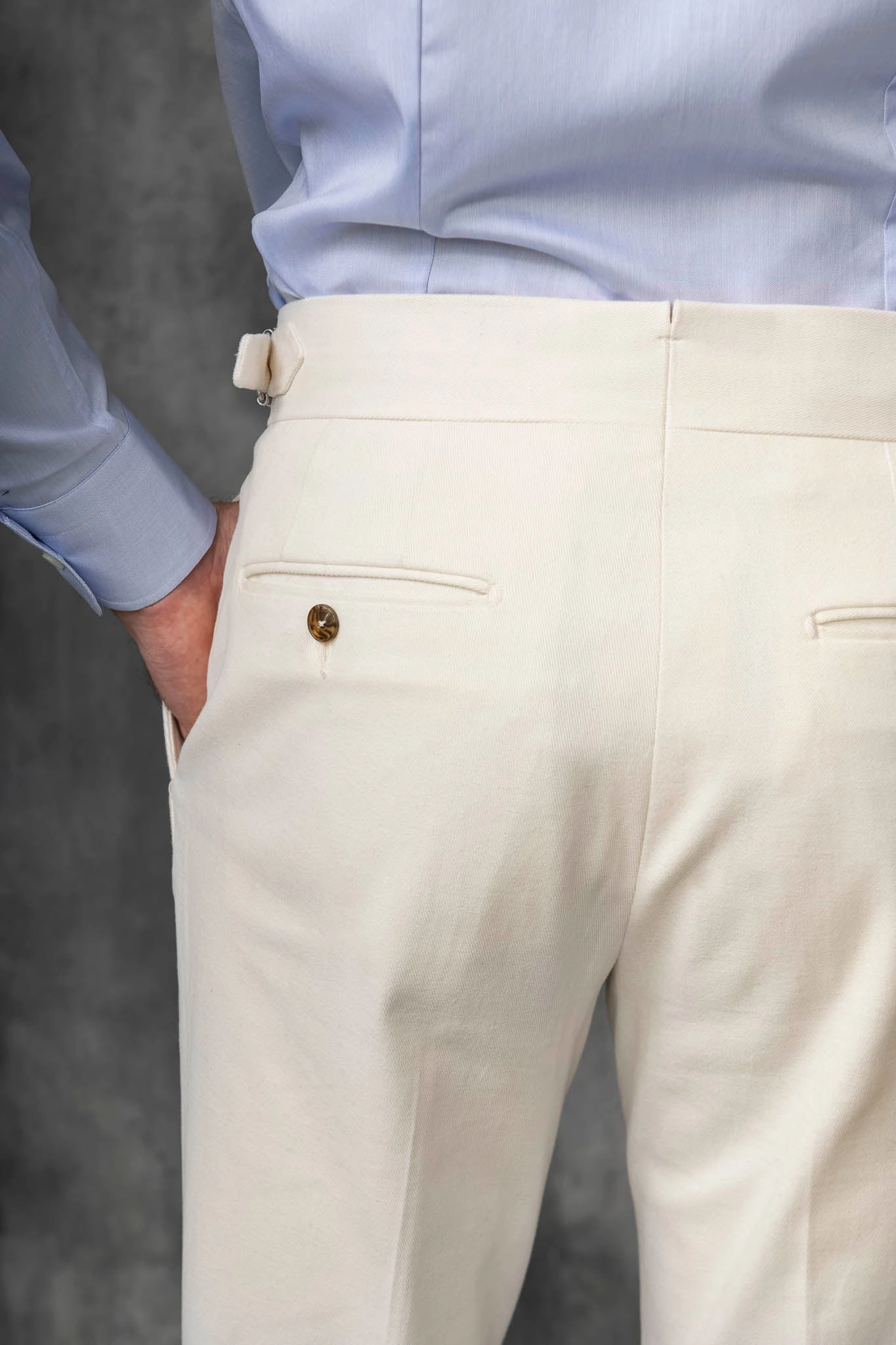 Quick Release Buckle Off-white cotton Soragna trousers - Made in Italy