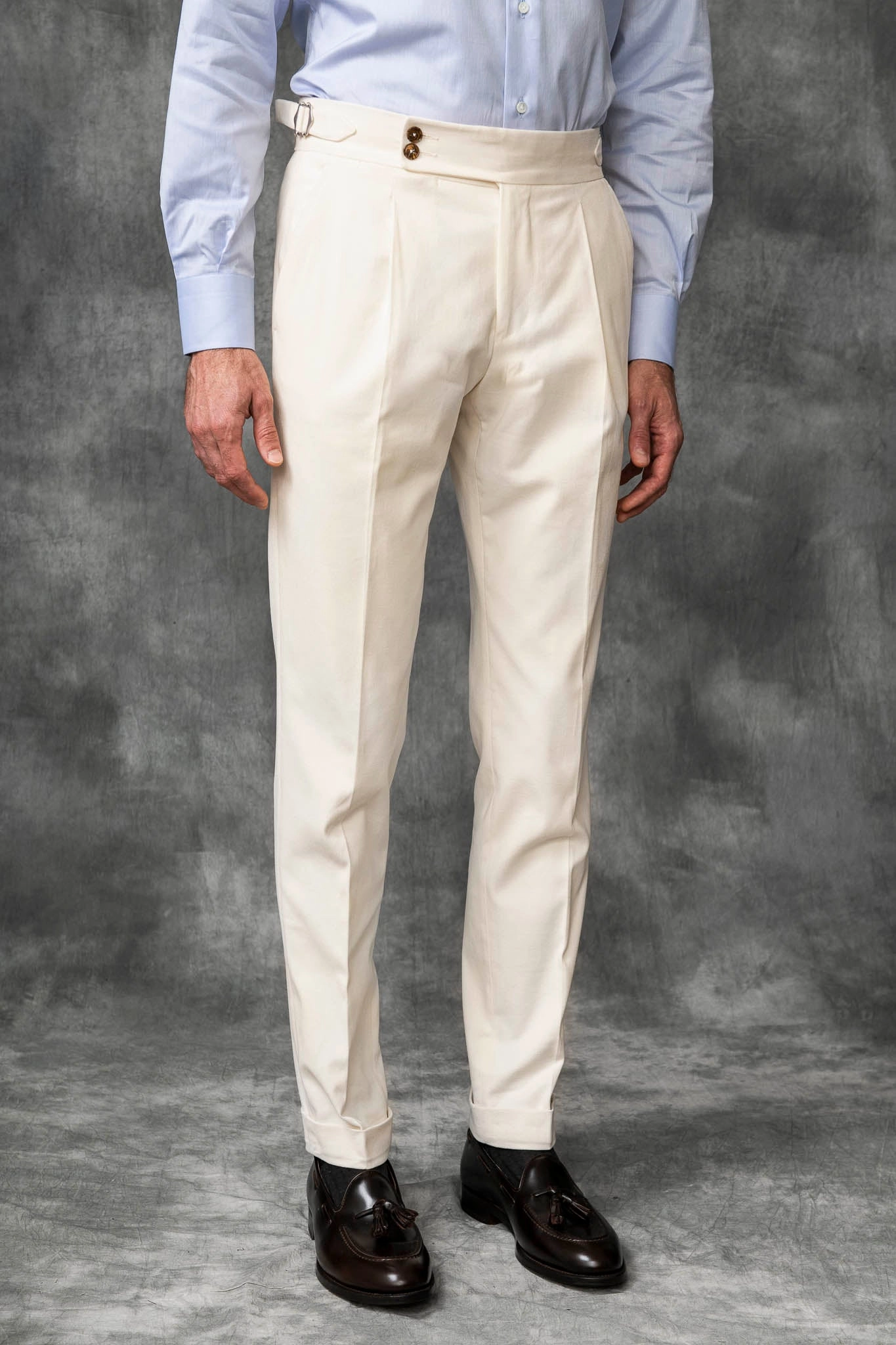 Stretchable Comfort Off-white cotton Soragna trousers - Made in Italy