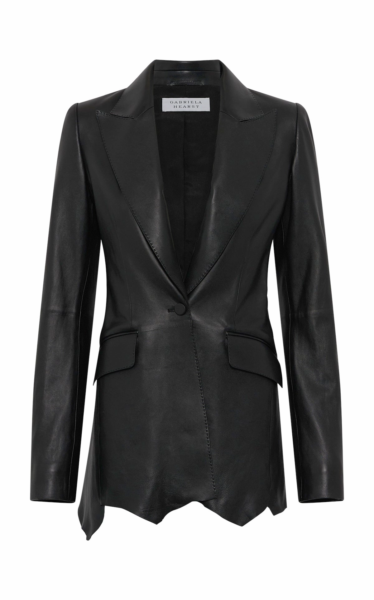 Sybel Raw Cut Blazer in Black Soft Leather Refined Layer Chic Tailored Wear