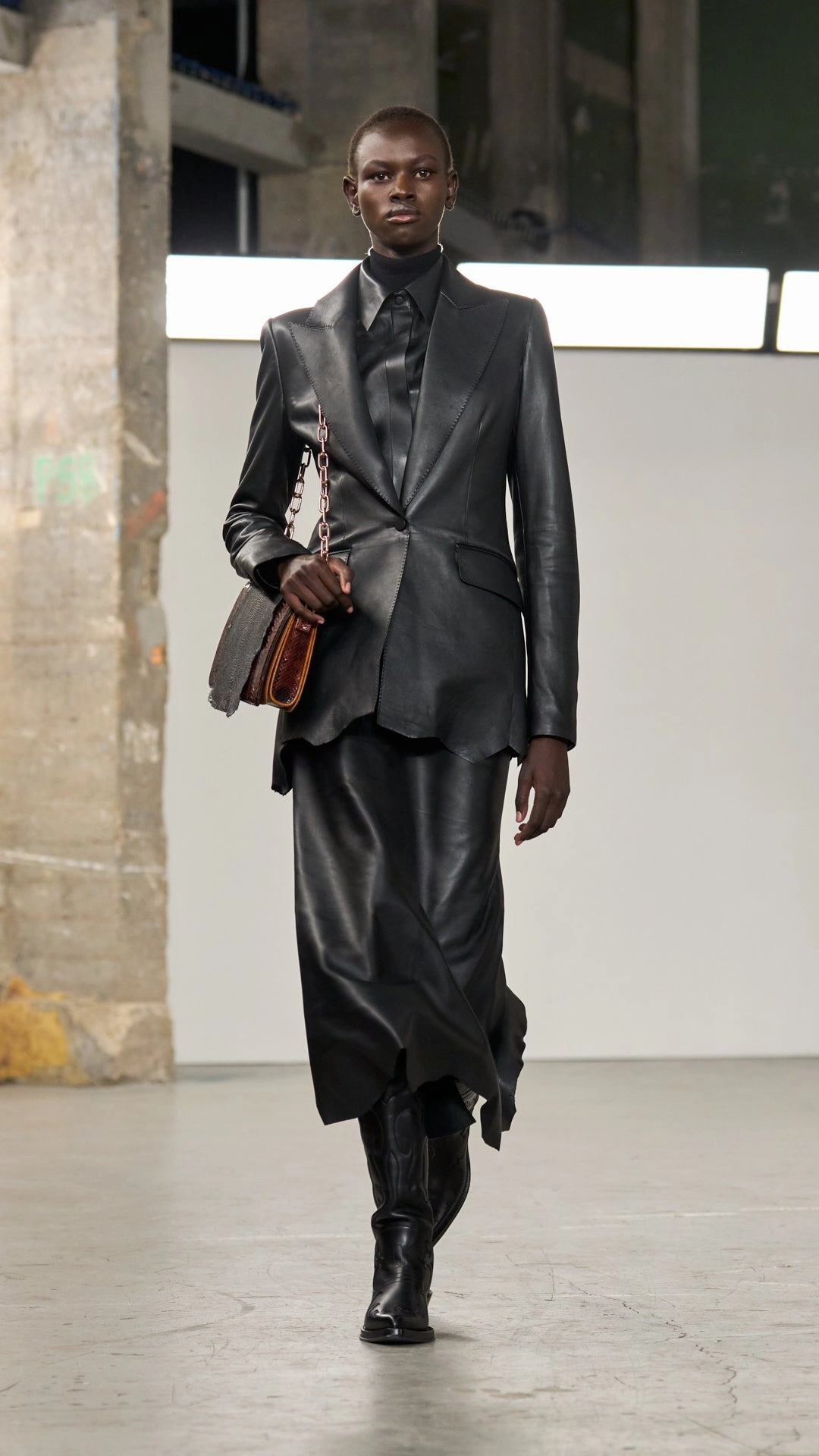 Sybel Raw Cut Blazer in Black Soft Leather Reinforced Elbow Patches Clean Tailoring