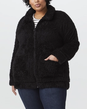 Reflective accents Janette Faux-Fur Zip-Up | Black