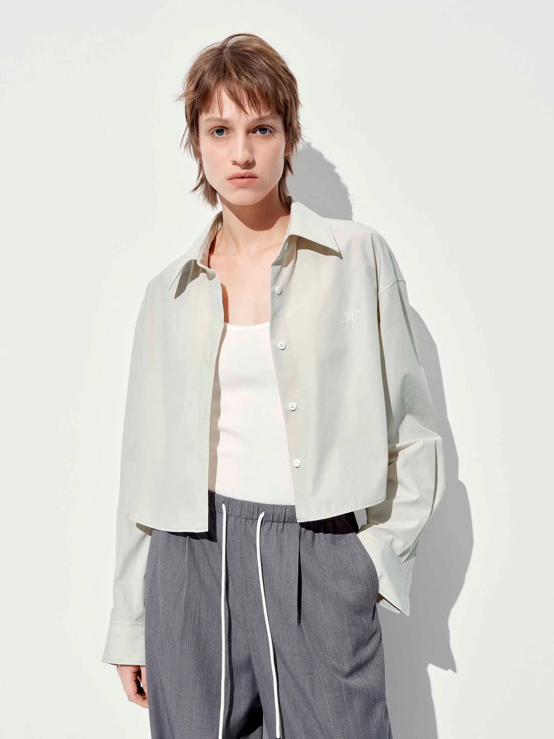 Letter Embroidered Shirt Workwear Casual