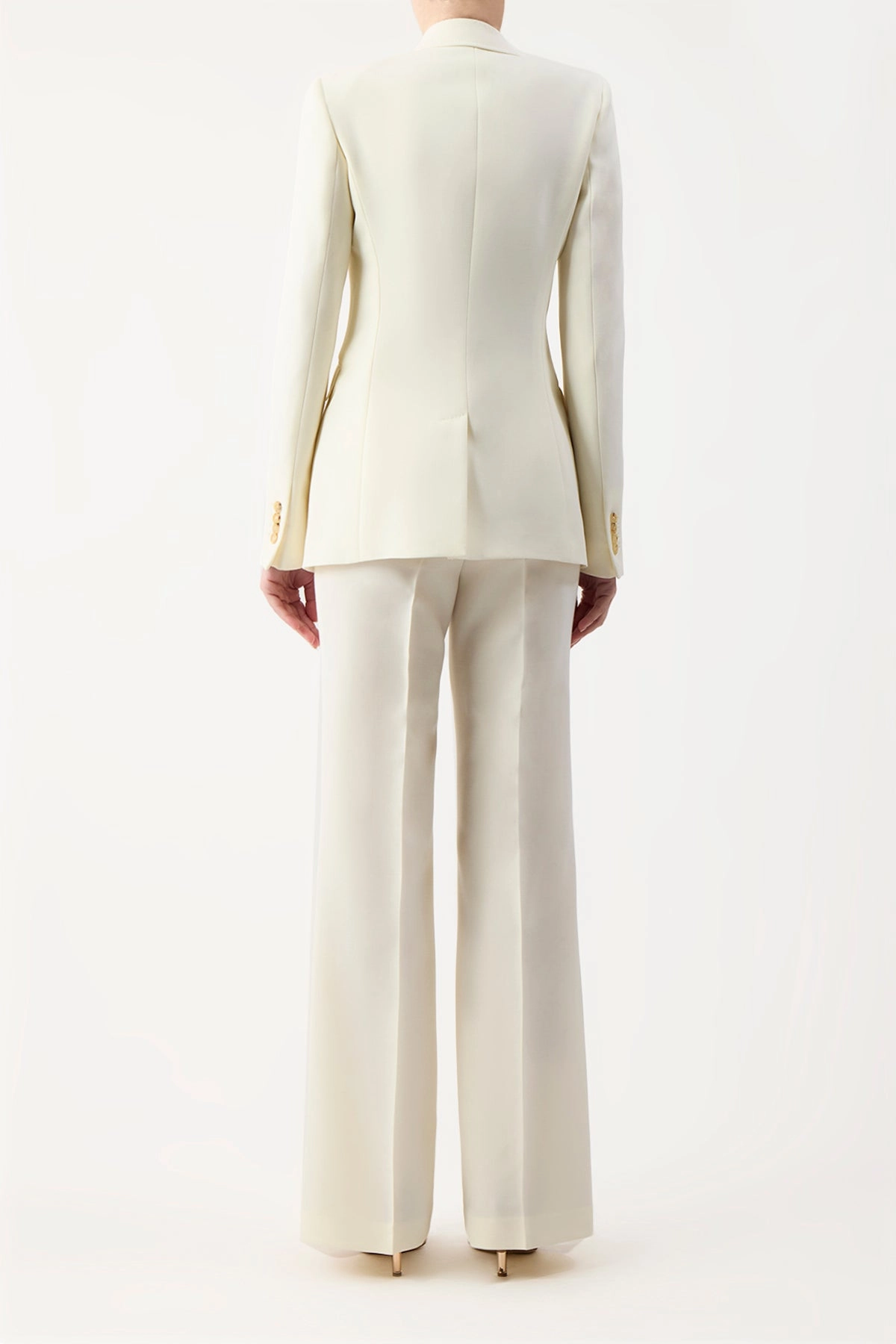 Perfectly Fitted Angela Blazer in Ivory Sportswear Wool