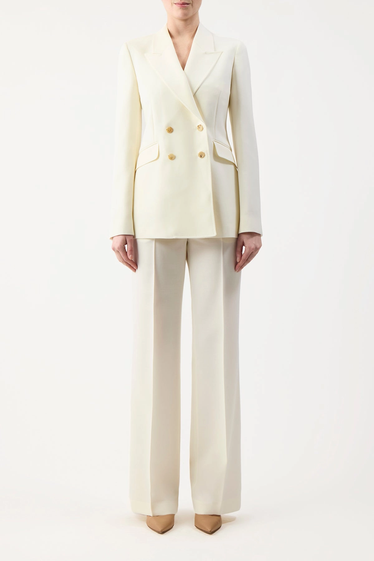 Work Fit Angela Blazer in Ivory Sportswear Wool