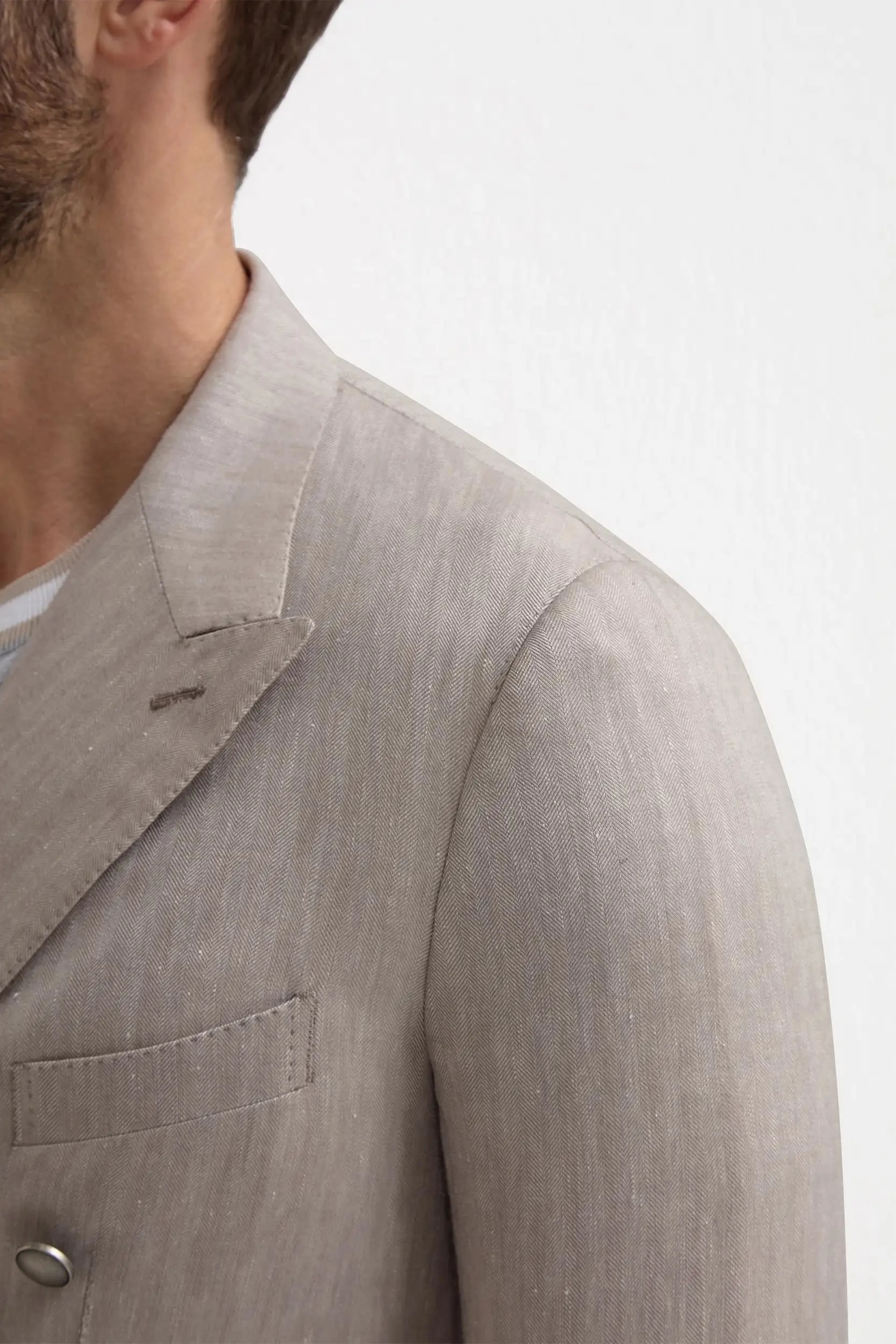 Taupe herringbone double breasted jacket - Made in Italy Hike
