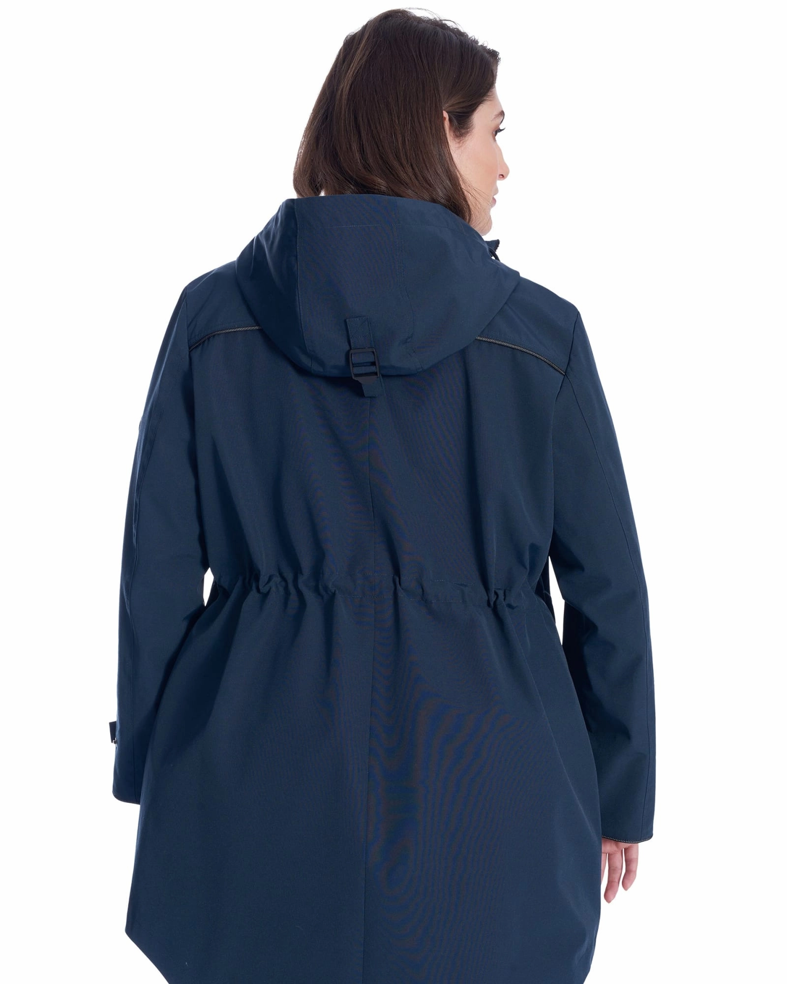 Cold Wind Drawstring Raincoat | Navy