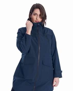Drawstring Raincoat | Navy Raglan sleeves Cologne
