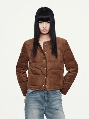 Long Lasting Shape Retention Cropped Round Neck Down Jacket