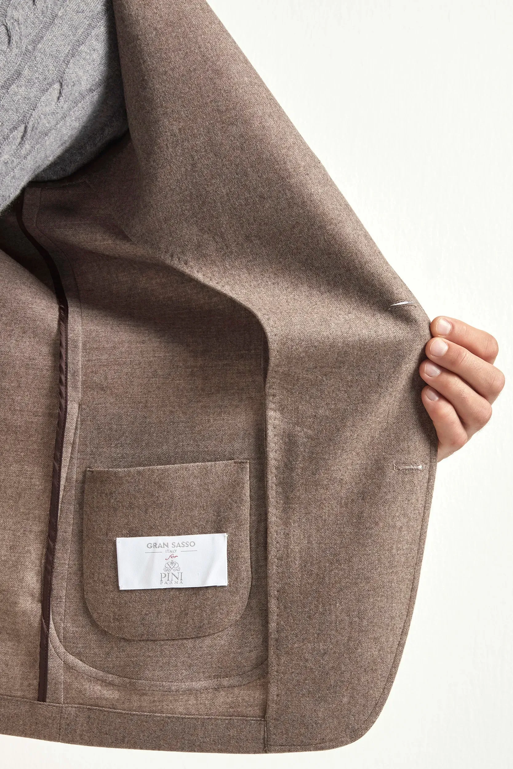 Taupe flannel coreana jacket - Made in Italy Compression Fit