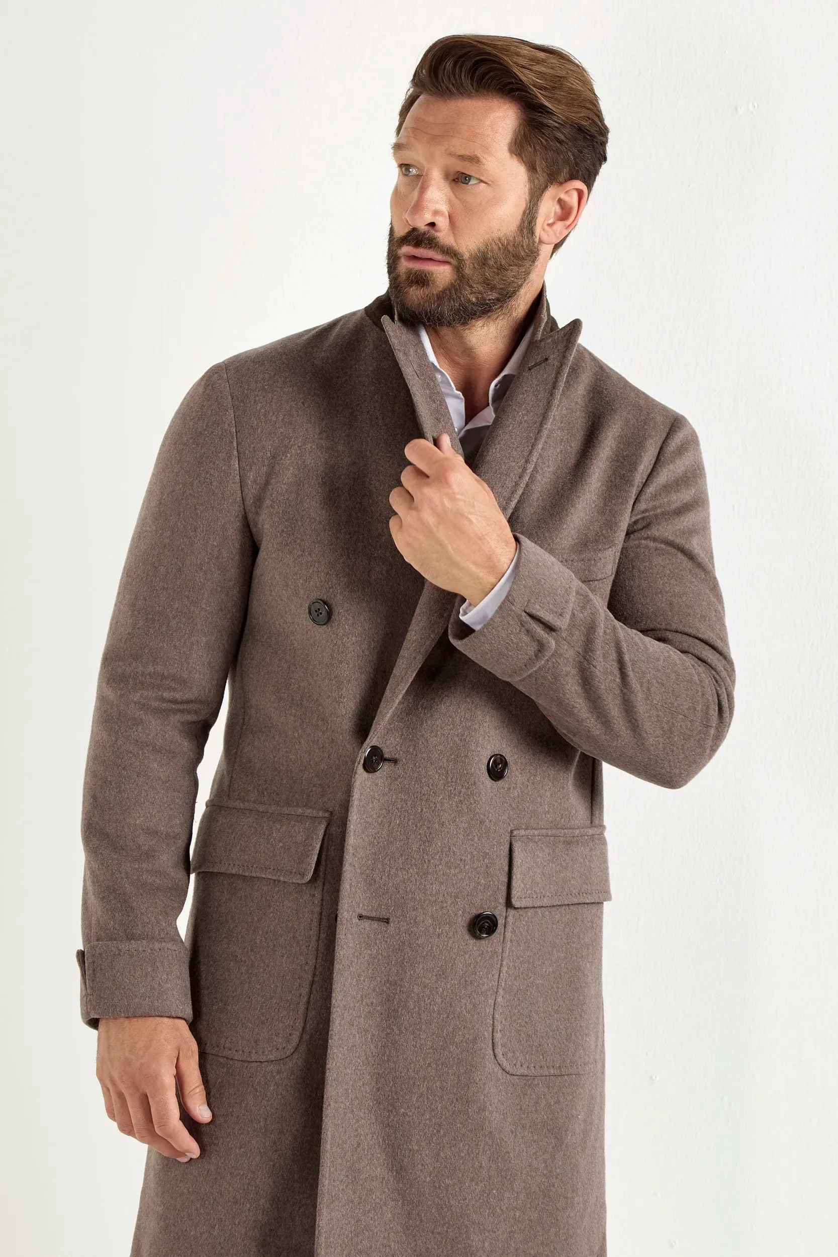 Travel Ready Taupe polo coat ?C Made in Italy