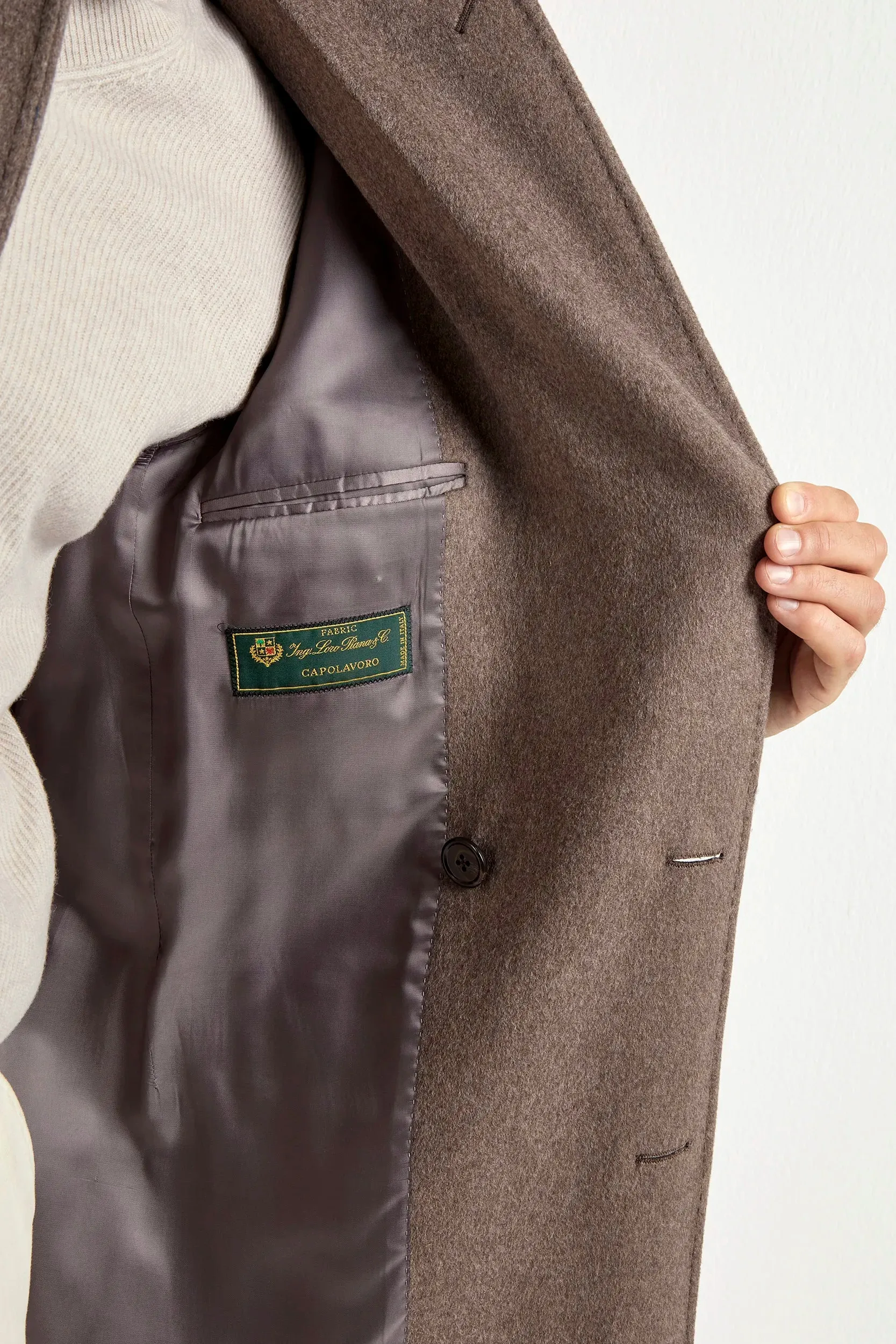 Taupe polo coat ?C Made in Italy Clean Minimal Look