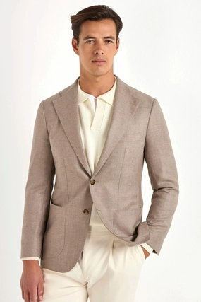 Recommend Minimalist Taupe jacket in wool and cashmere - Made in Italy