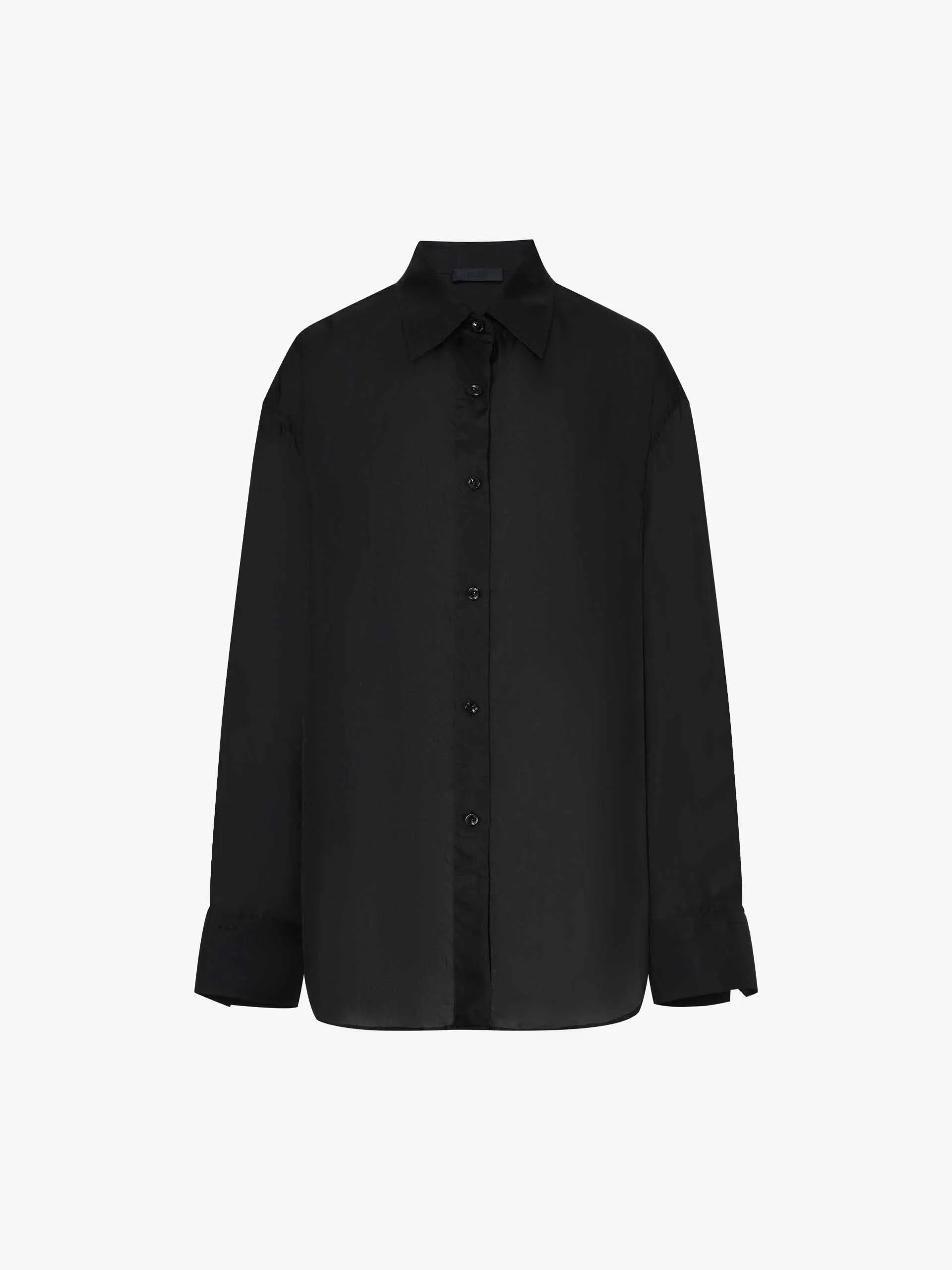 Odor Control Fabric Hidden Button Placket Loose Smooth Silk Shirt