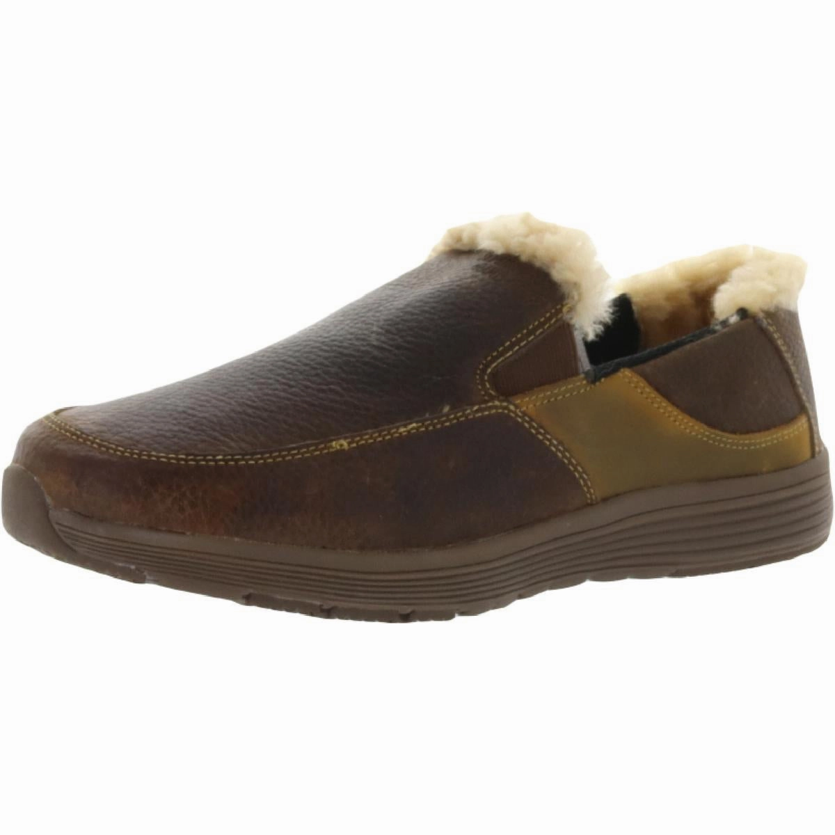 Bulgan Mens Faux Fur Inserts Slip On Loafer Slippers Heat Regulating Fabric