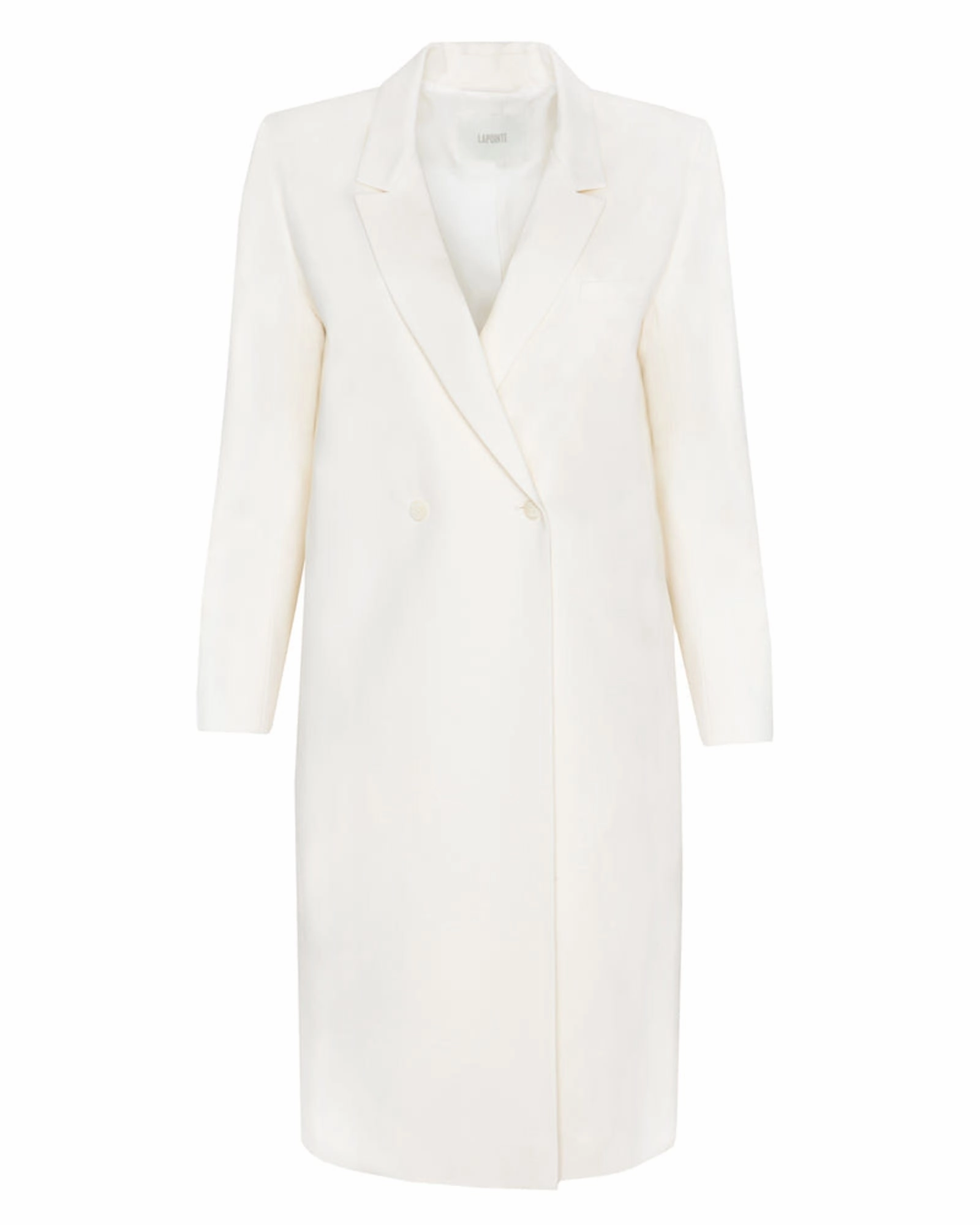 Layered Comfort Unveil Luxe Wool Twill Double Breasted Blazer Coat | Ivory