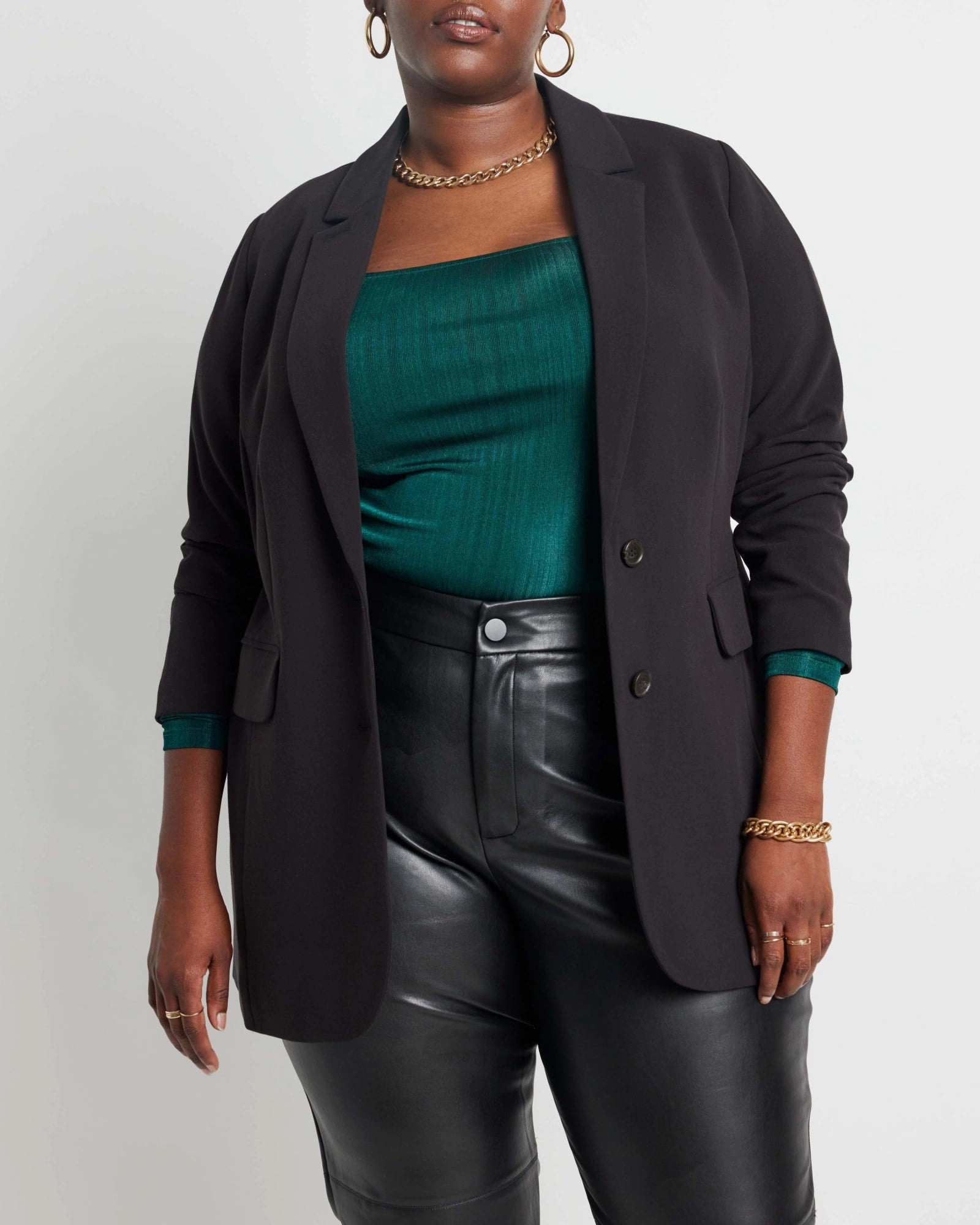 The 365 Suit Long Tailored Blazer- Black | Black suitable for dance parties Flex Mobility System