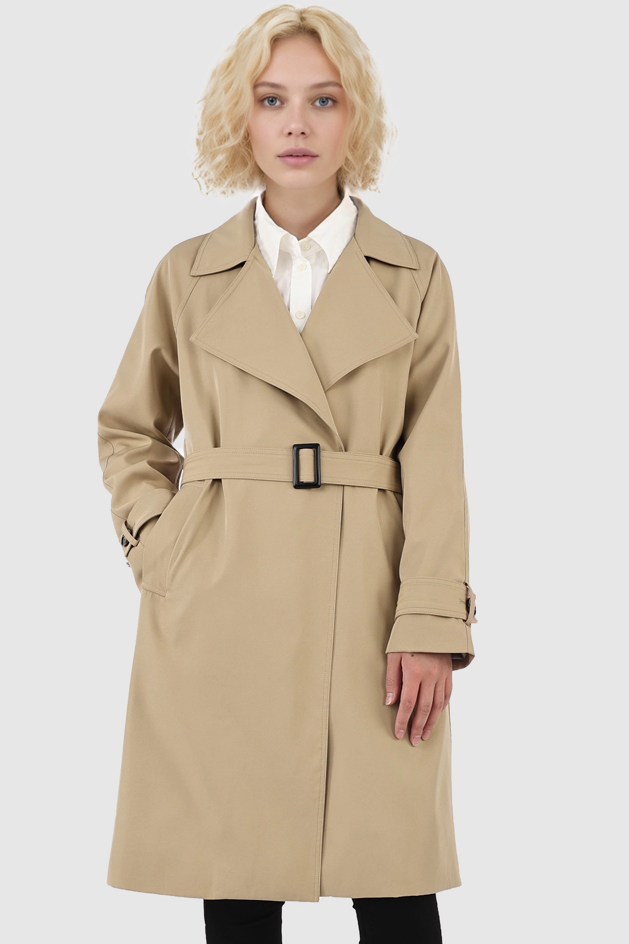 Spring Layer Casual Belted Lapel Trench