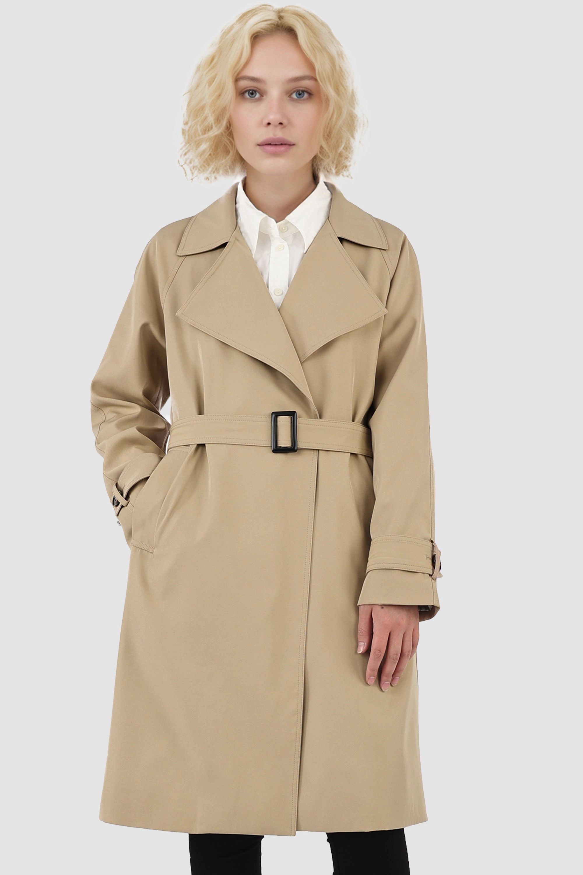 Casual Belted Lapel Trench Utility Inspired Look