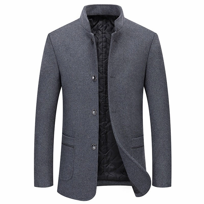 Soft Touch Layered Security Pockets West Louis? Winter Executive Business-Men Woolen Jacket