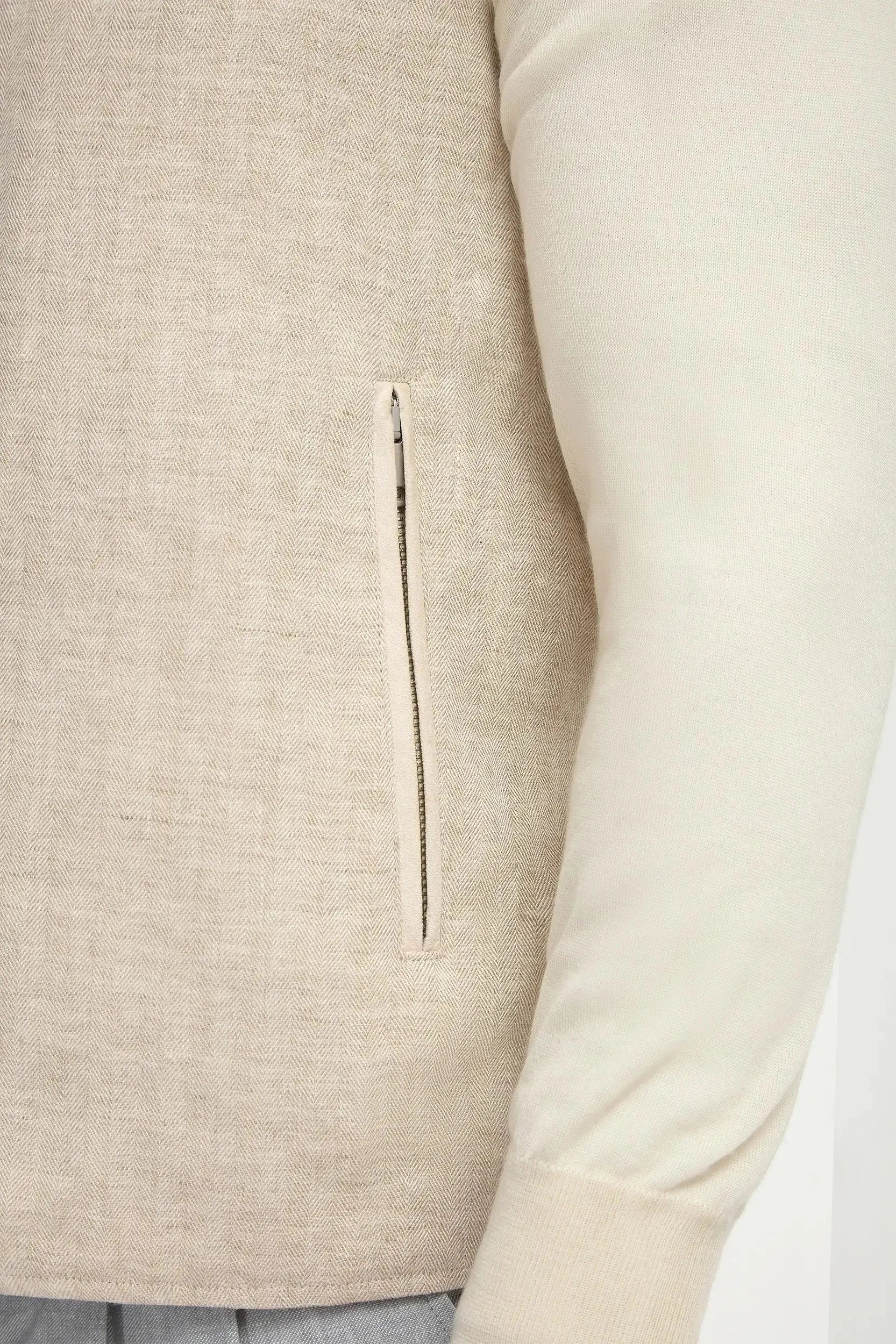 Sand herringbone reversible vest - Made in Italy Light Weight