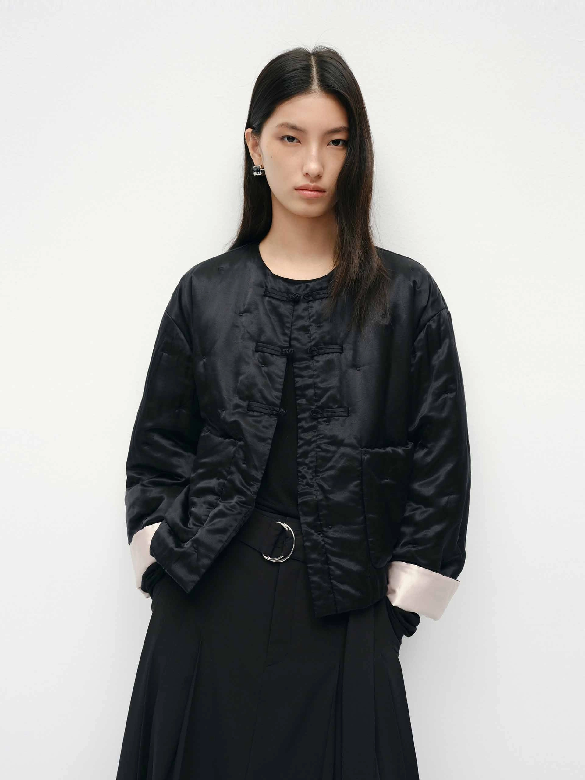 Silk Blend Quilted Coat Double Stitched Seams