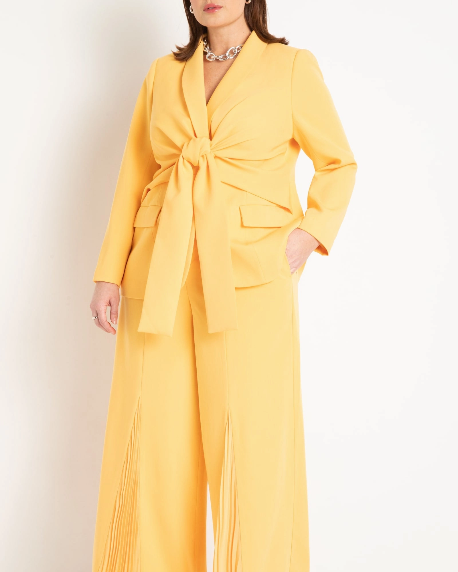 Tie Waist Blazer with Shawl Lapel | Amber Winter Wear