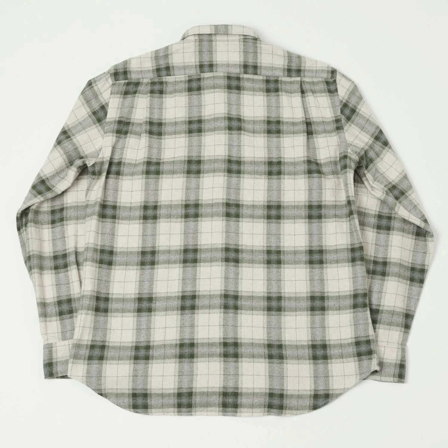 Premium Pima Cotton Breathable Underarm Vents Hartford 'Pocket' Flannel Check Shirt - Green Check