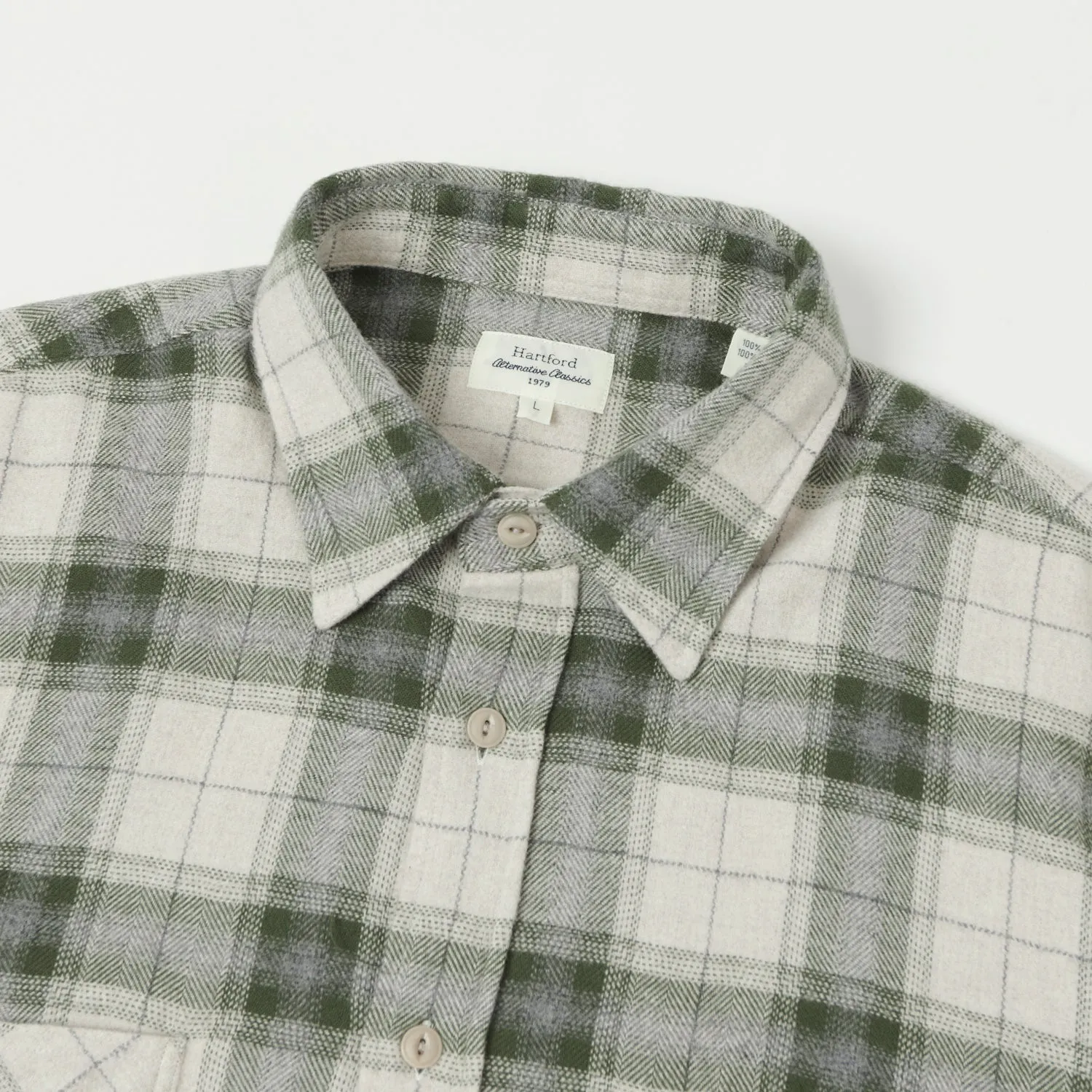 Eye-Catching Pattern Hartford 'Pocket' Flannel Check Shirt - Green Check