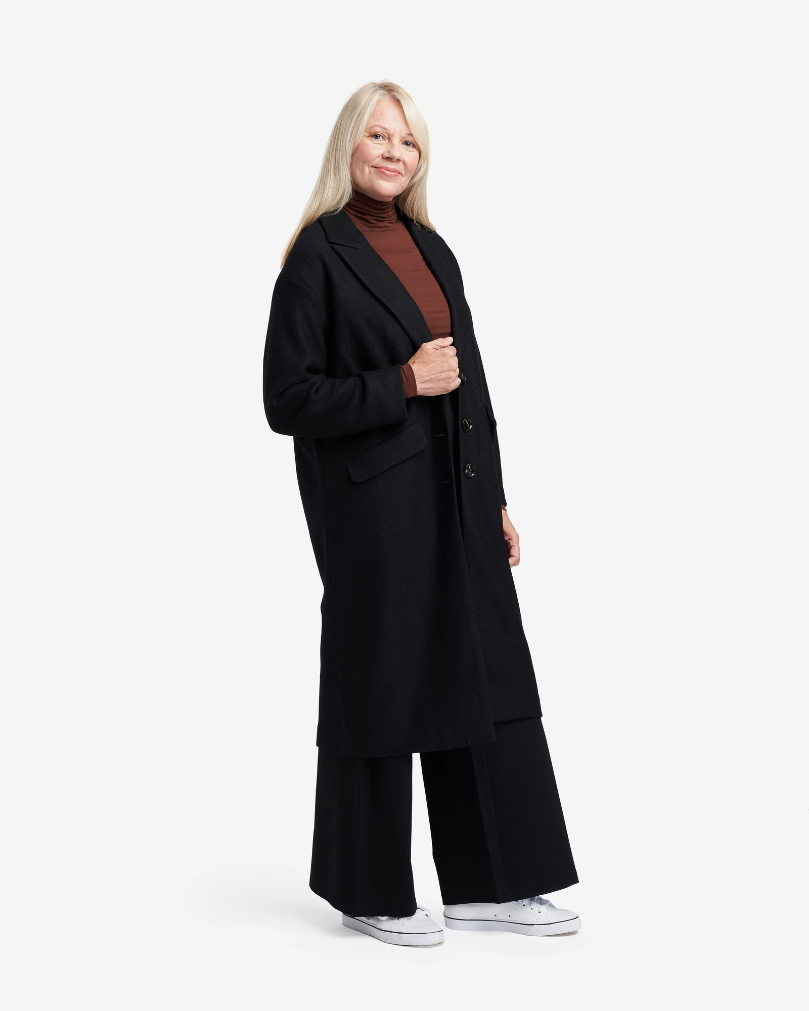 Bright Tones Willow Oversized Wool Cocoon Coat | Black