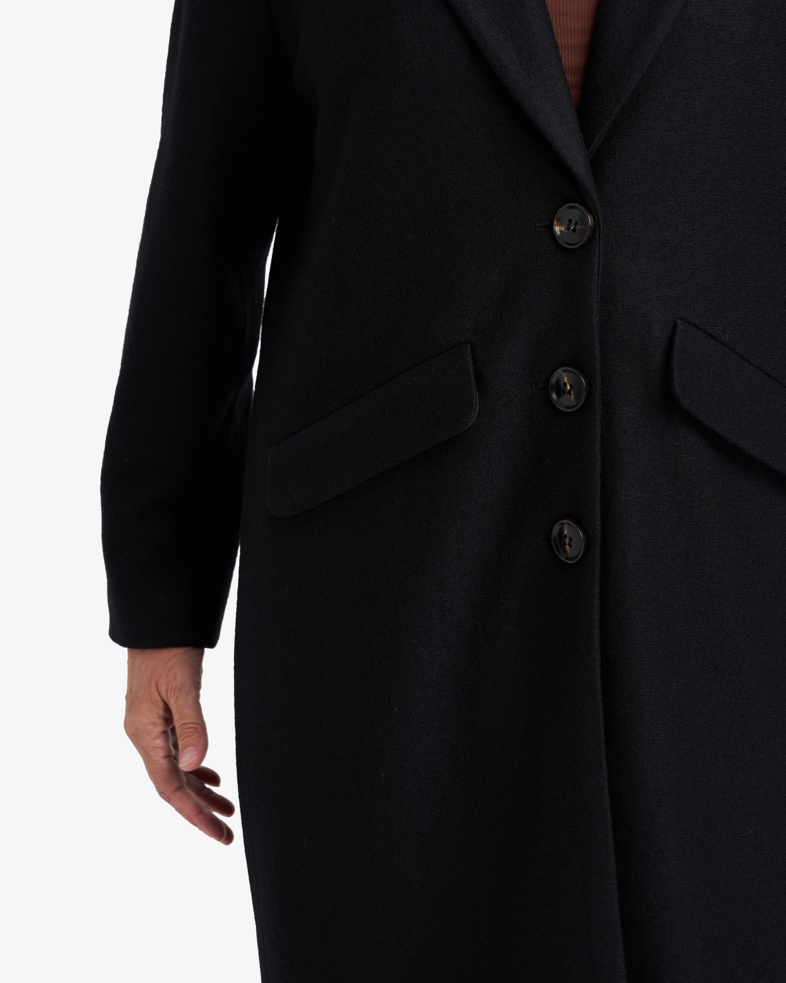 Insulated Layer Willow Oversized Wool Cocoon Coat | Black