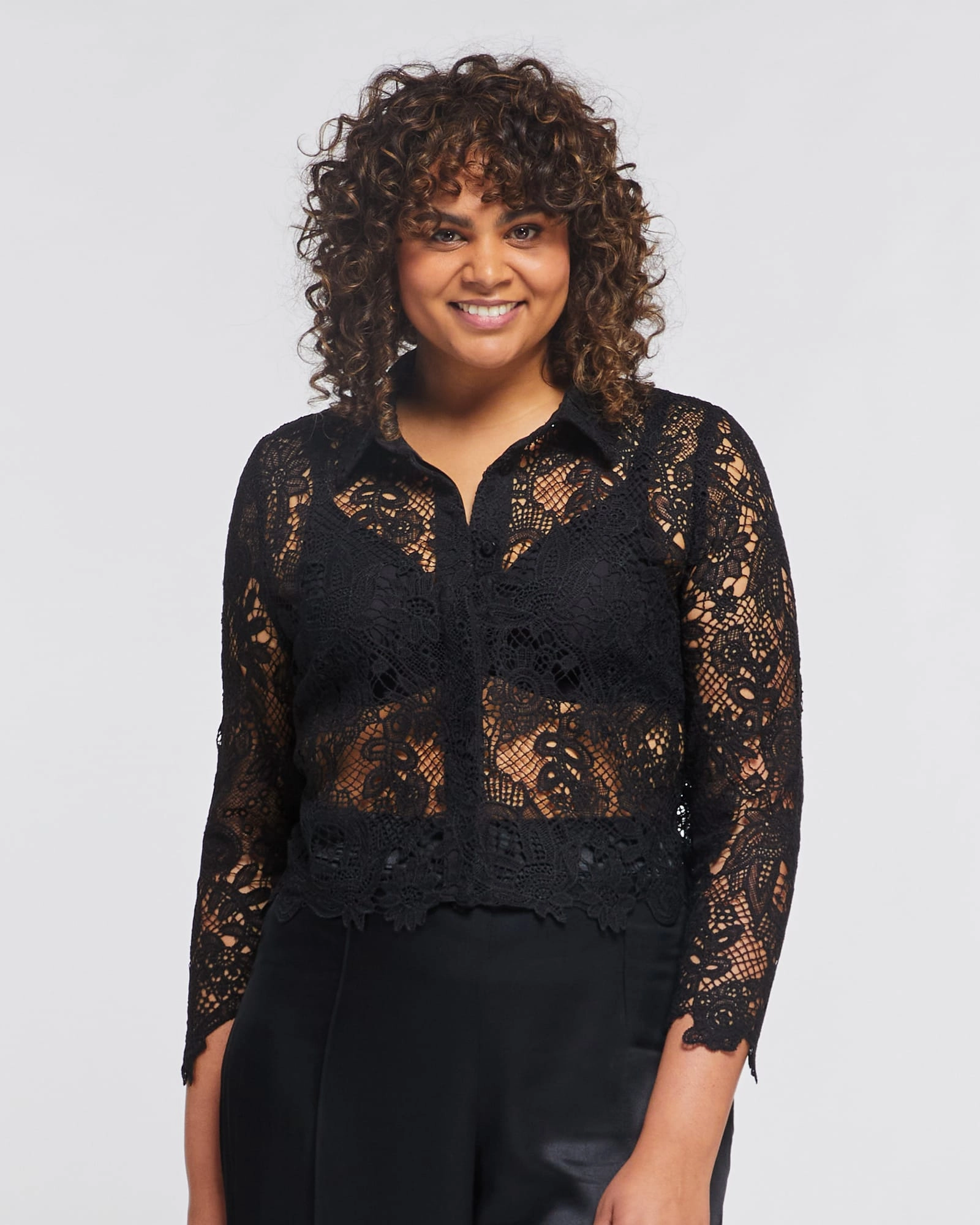 Snow Proof snap closure Joanna Lace Jacket | Black