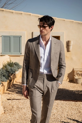 Premium Tailored Look Tobacco wool silk and linen suit - Made in Italy