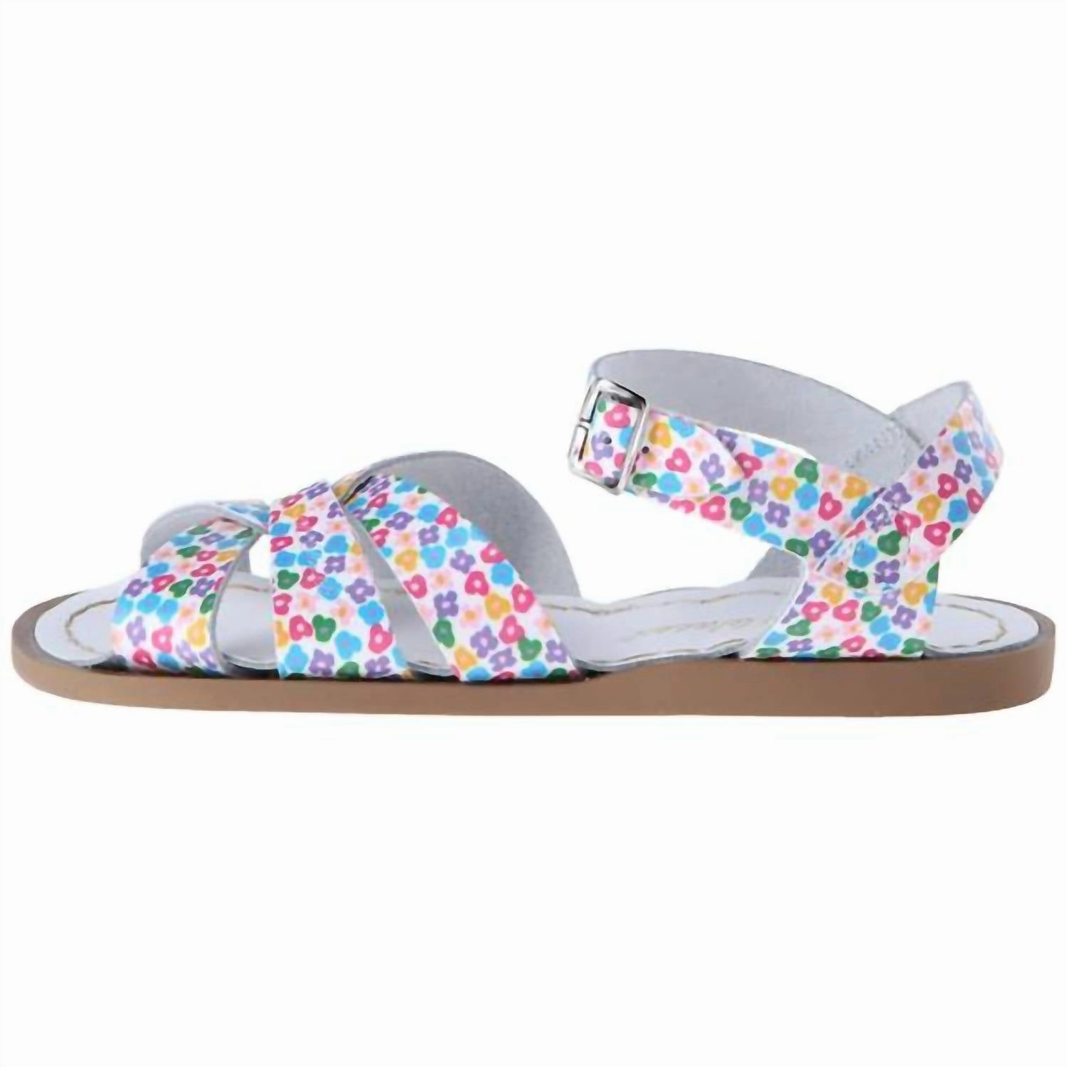 Toddler Girl's Floral Sandal In White Open Toe Multi Density Cushioning