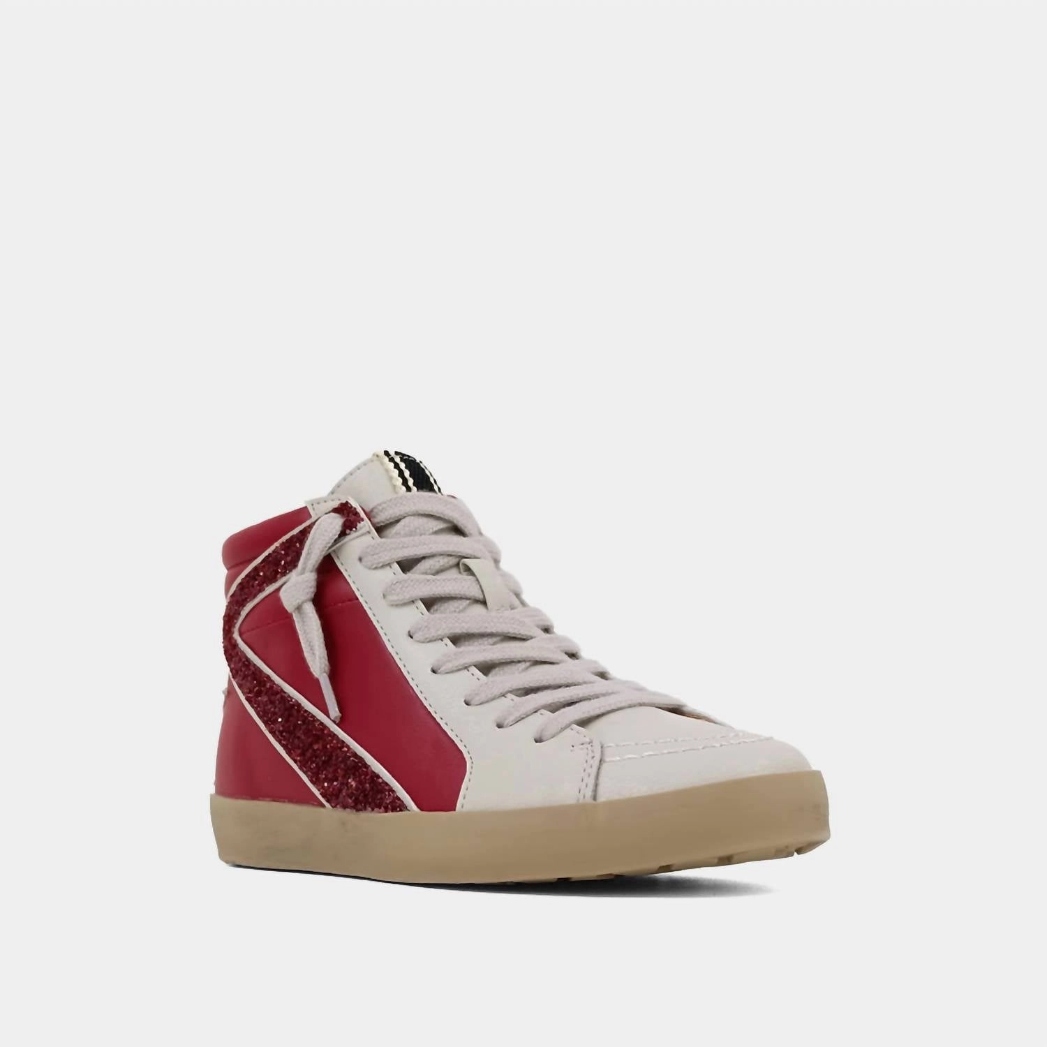 Sustainable Production Process Perforated Vamp Kid's Rooney Glitter Sneaker In Dark Red