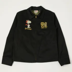 Polarized Sun Protection Comfortable Fabric TOYS McCOY Snoopy Embroidered Tour Jacket - Black