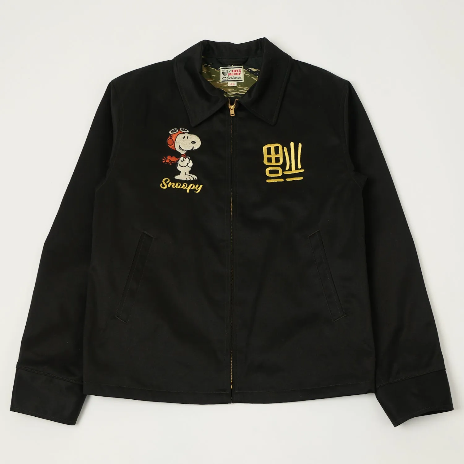 Polarized Sun Protection Comfortable Fabric TOYS McCOY Snoopy Embroidered Tour Jacket - Black