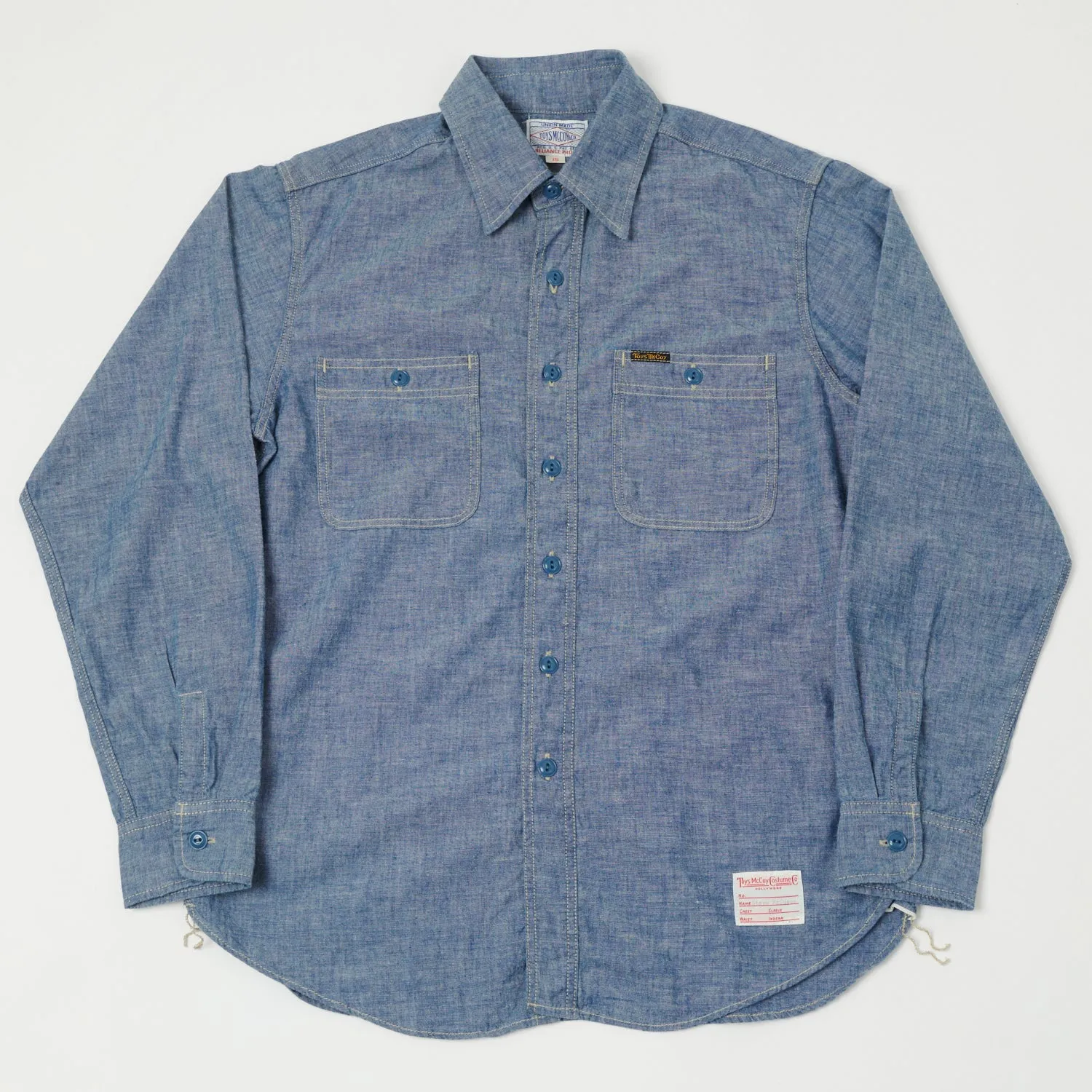 TOYS McCOY 'Steve McQueen' Chambray Work Shirt - Blue Durable Thread Construction Sustainable Weave