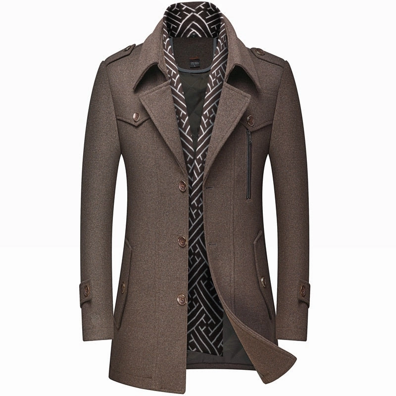 West Louis? Designer Wool & Blends Thicken Mid Length Trench Coat Relaxed Fit Winter Comfort