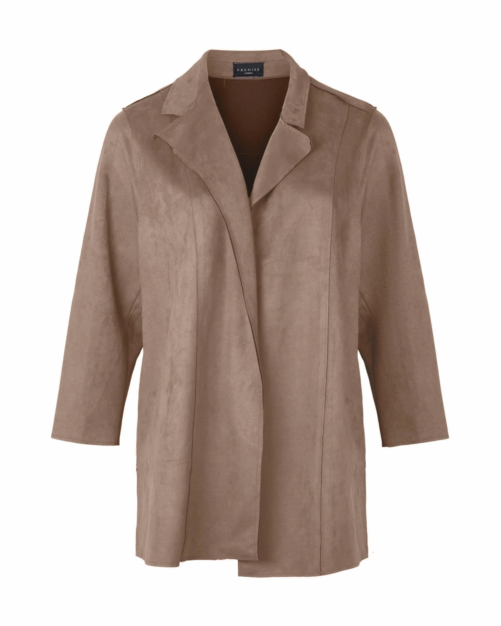 Reflective Detail Functional Layer Esa Faux Suede Coat | Natural Stone