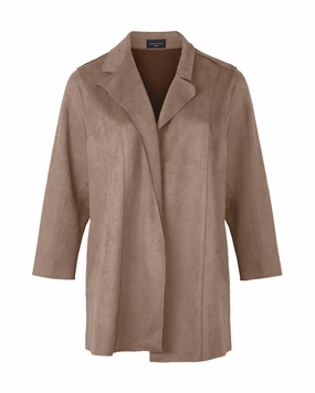 Esa Faux Suede Coat | Natural Stone Moisture Wicking Liner