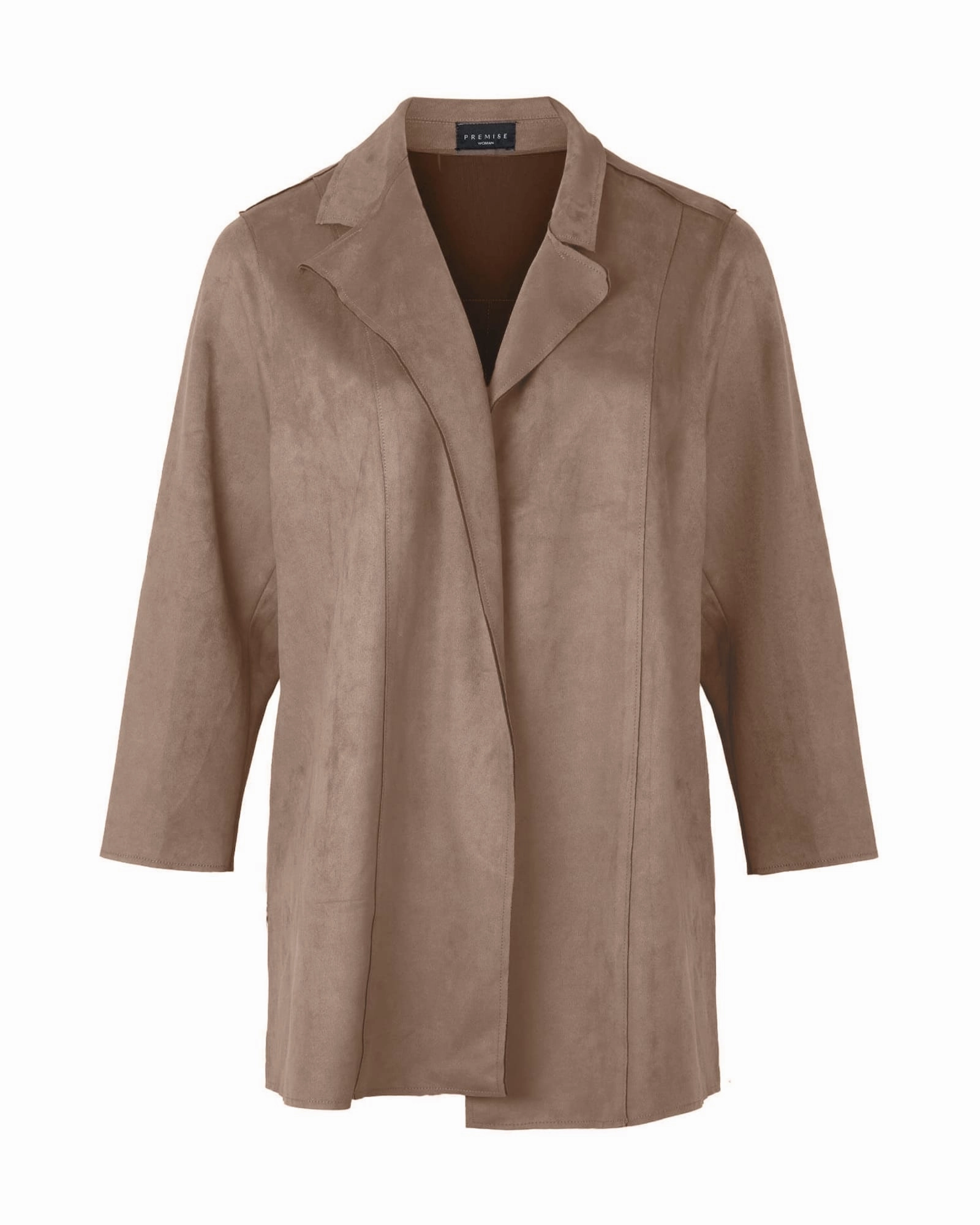 Esa Faux Suede Coat | Natural Stone Grid Fleece Lining Diploma