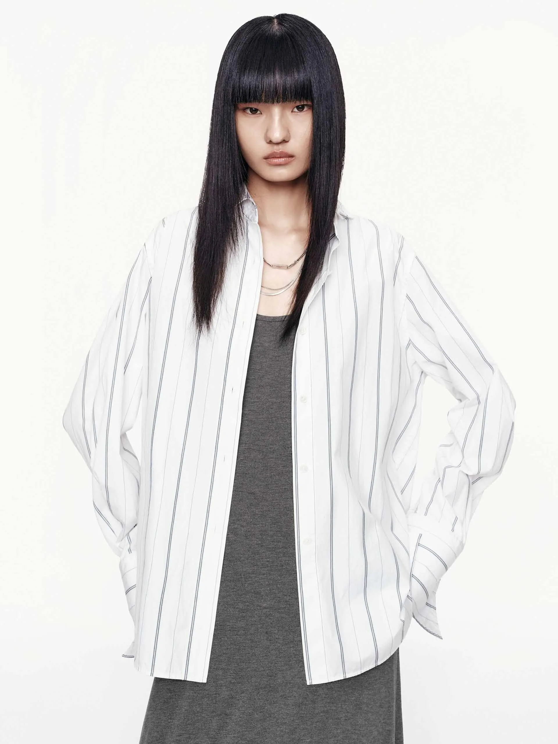 Pinstripe Pure Cotton Shirt Refined Aesthetic