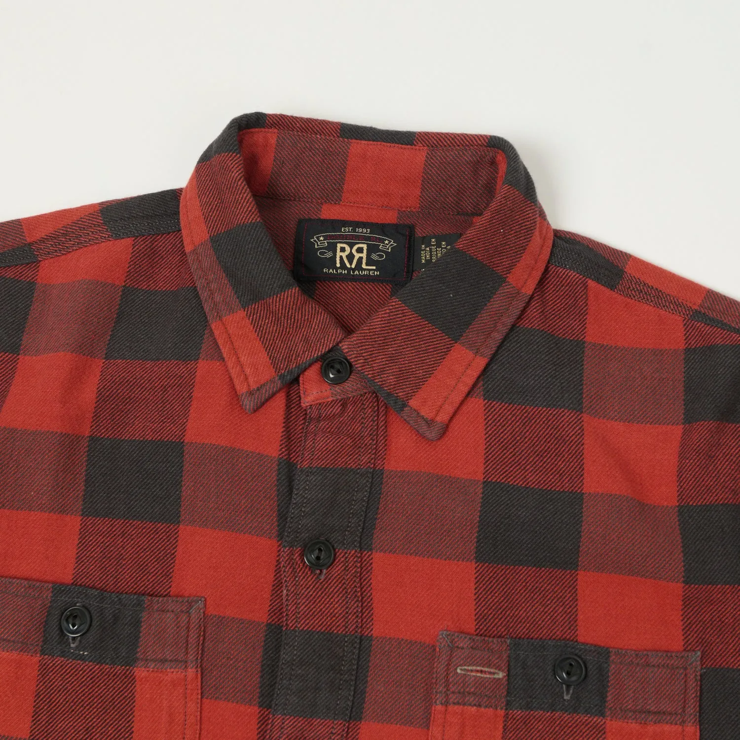 RRL Plaid Twill Workshirt - Red/Black Casual Chic Vibrant Colors