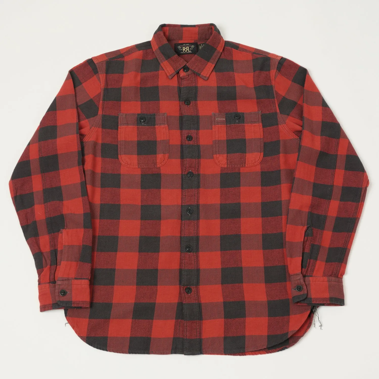 RRL Plaid Twill Workshirt - Red/Black tall size