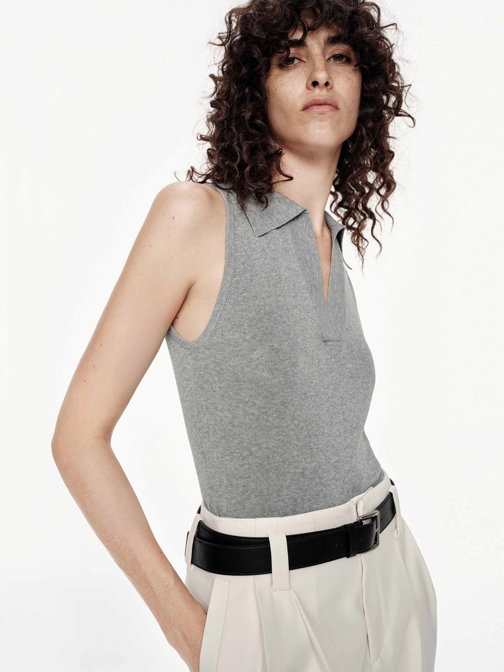 Sleeveless Polo Top Winter Wearable
