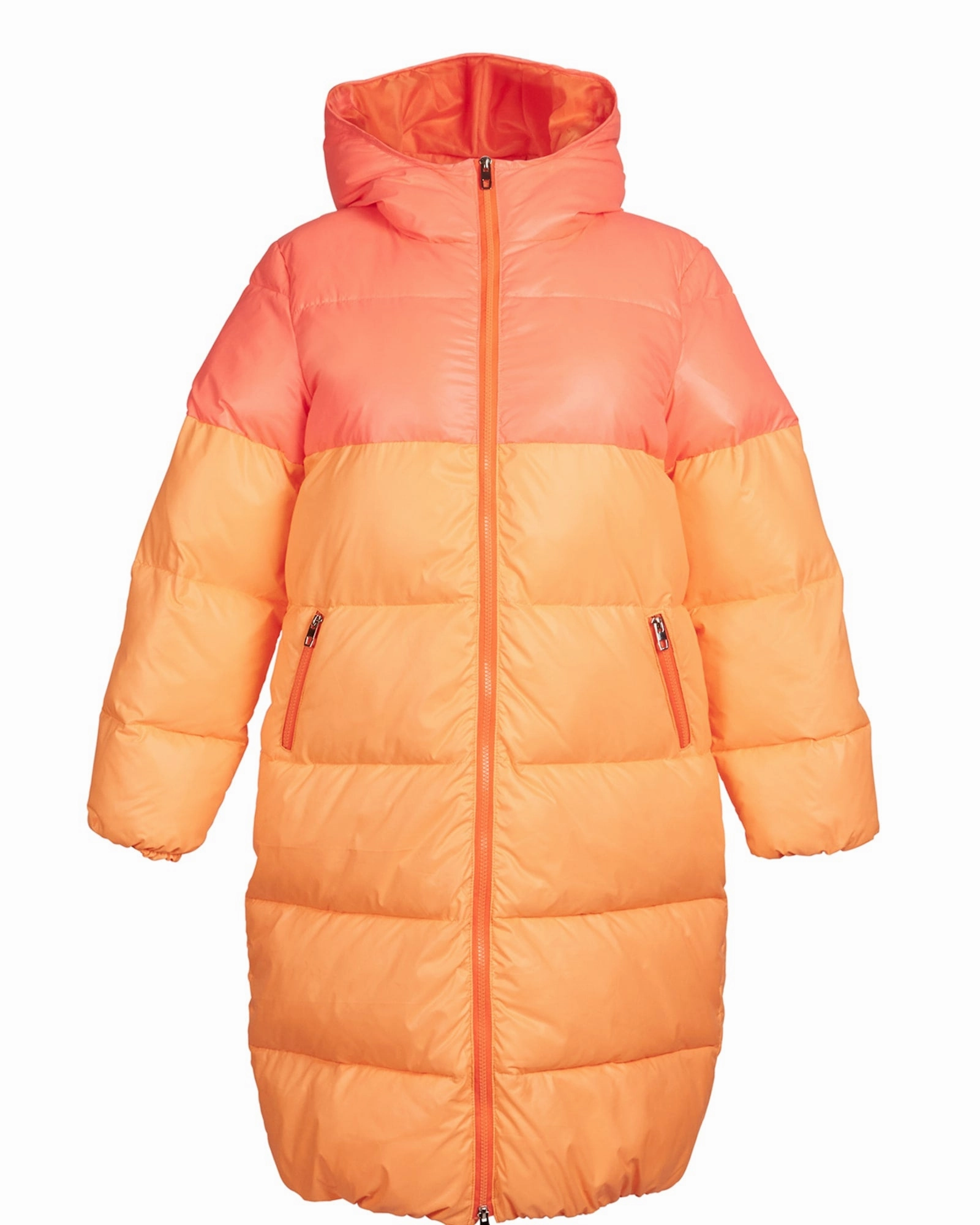 Two Tone Puffer | Orange Faux Fur