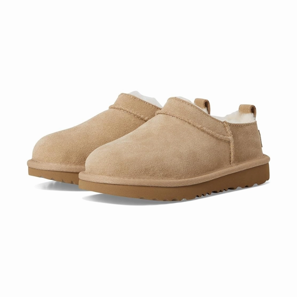 Cozy Interior UGG Classic Micro 1174410K-SAN Slipper Kids Sand Suede Faux Fur Slip On GUG173