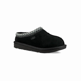 Soft Slip Ugg Tasman II 1019066K-BLK Slippers Kids Black Suede Round Toe Slip-On GUG68