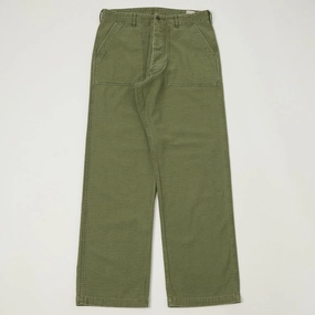 Non Iron Technology orSlow Vintage U.S. Army Fatigue Trousers - Olive Stone Wash