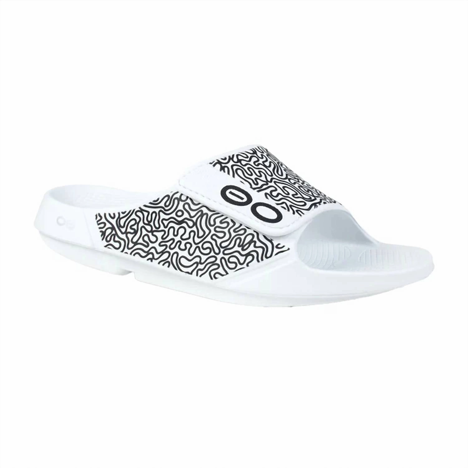 Practical Stylish Unisex Ooahh Sport Flex Limited Velcro Slide Sandal ( Men's Sizes ) In White Labyrinth